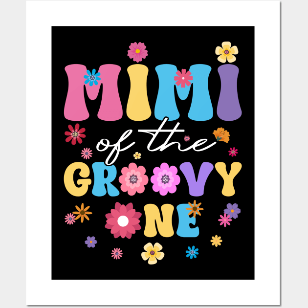 Retro Mimi of the Groovy One Matching Family Birthday Party Wall Art by ArtbyJester